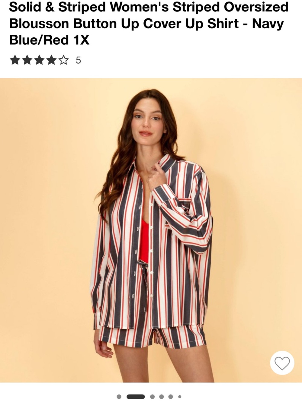 SOLID & STRIPED Navy, Red & White Striped Oversized Button-Up Shirt